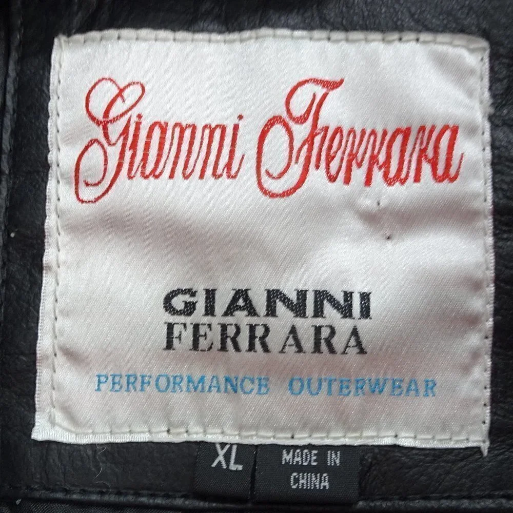 Gianni Ferrara Black Leather Lined Coat X-Large